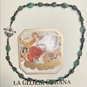 Elegant Green Beaded Turquoise Necklace Silver Toggle